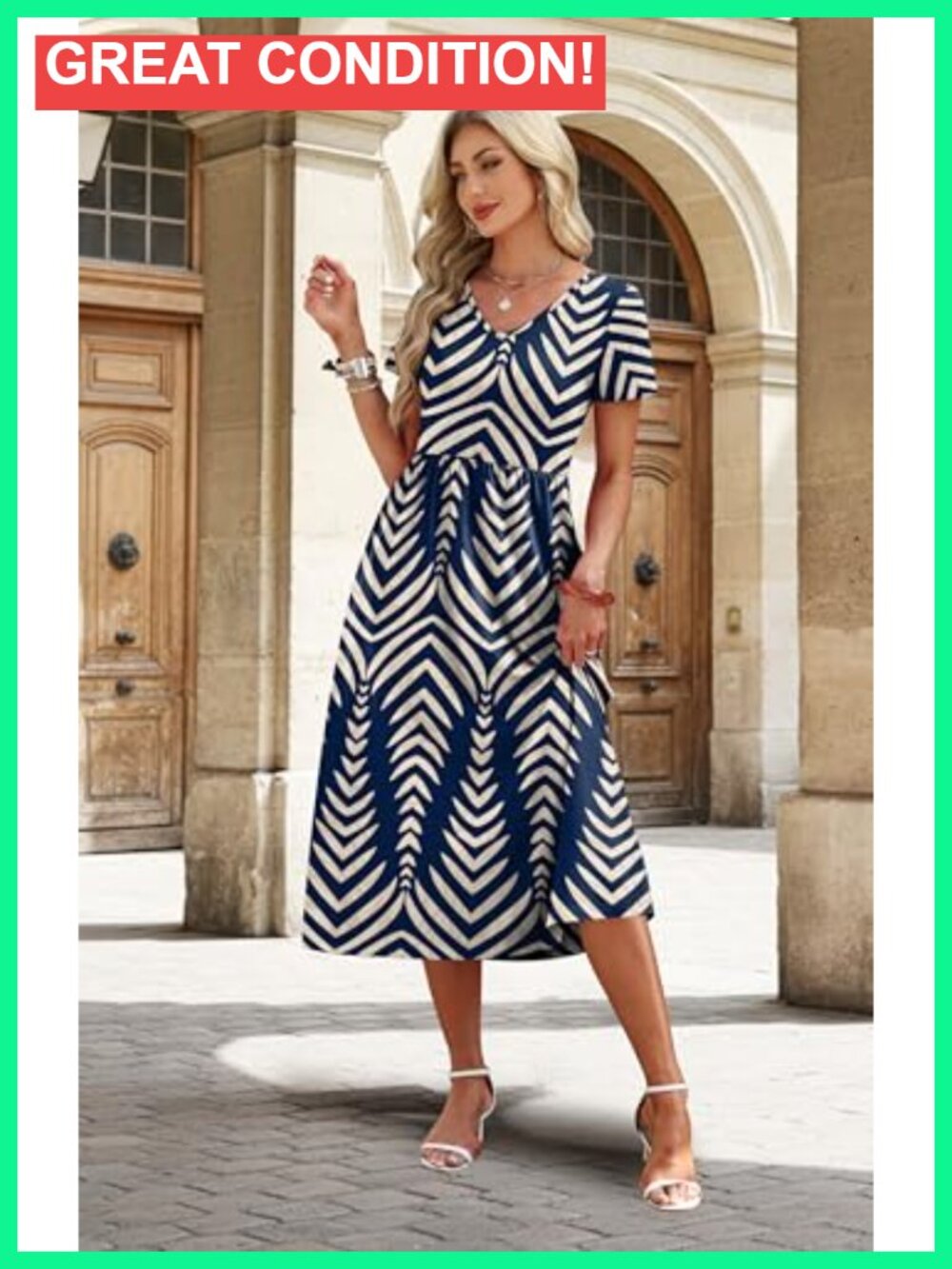 Women's Flowy A-Line Midi Dress with Pockets S-2XL - Picture 2 of 6